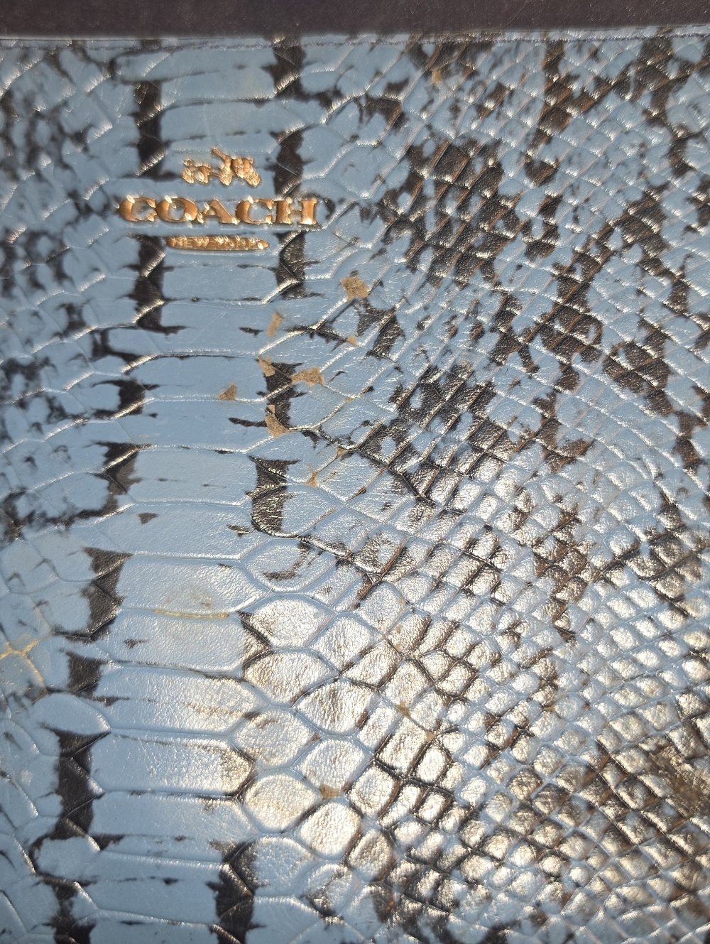Coach Two Tone Blue Python Embossed Leather Crossbody - Picture 4 of 15